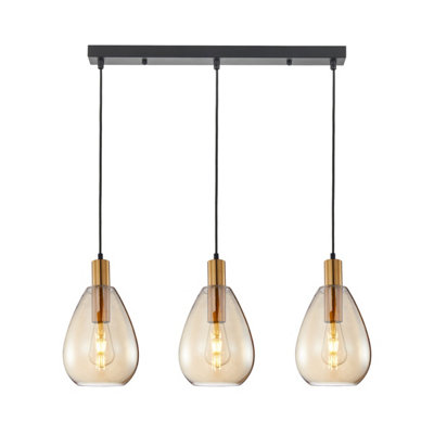 Luminosa Lighting Luminosa Zulo Bar Pendant Ceiling Light Brass 3Xe27 from B&Q