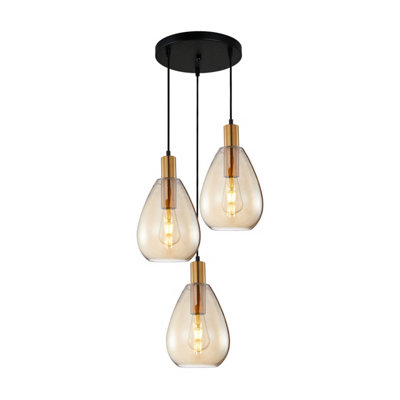Luminosa Lighting Luminosa Zulo Cluster Pendant Ceiling Light Brass 3Xe27 from B&Q