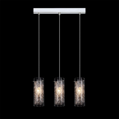 B&Q -  Luminosa Modern Hanging Pendant Chrome 3 Light With Glass ShadeE14
