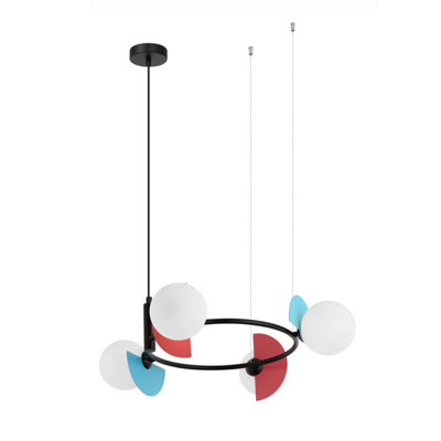 Luminosa Lighting Luminosa Nauti Globe Pendant Ceiling Light BlueOrangePink 4Xg9 from B&Q