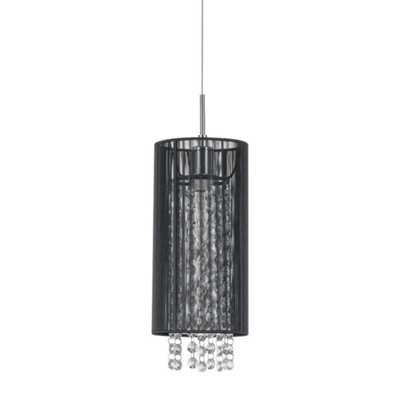 B&Q -  Luminosa Hanging Pendant Black 1 Light With Crystal ShadeE14
