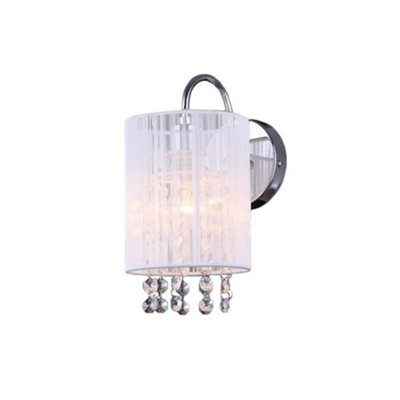 Luminosa Lighting Luminosa Wall Lamp White 1 Light  With White Cloth ShadeE14 from B&Q