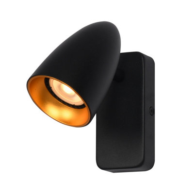 Luminosa Lighting Luminosa Tino Wall Single Spotlight BlackGold from B&Q