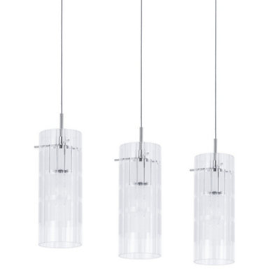 Luminosa Lighting Luminosa Modern Hanging Pendant Chrome 3 Light  With Clear ShadeE27
