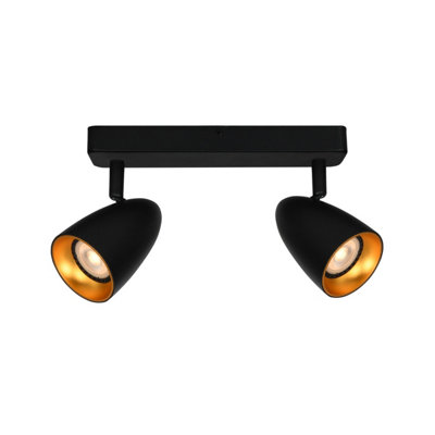 Luminosa Lighting Luminosa Tino Twin Ceiling Spotlight BlackGold 2Xgu10 from B&Q
