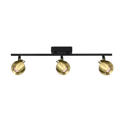 Luminosa Lighting Luminosa Lafin Ceiling Spotlight Bar BlackBrass 3Xgu10 from B&Q