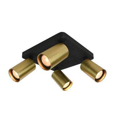 Luminosa Lighting Luminosa Nesto Ceiling Spotlight Clusters BlackBrass 4Xgu10 from B&Q