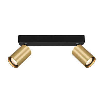 Luminosa Lighting Luminosa Nesto Twin Ceiling Spotlight BlackBrass 2Xgu10 from B&Q