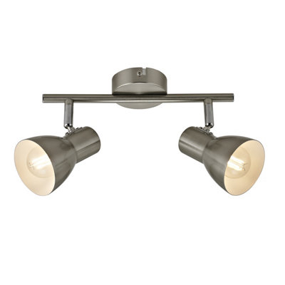 Luminosa Lighting Luminosa Riado Twin Ceiling Spotlight Satin Nickel 2Xe14 from B&Q