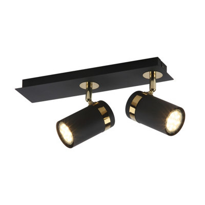 Luminosa Lighting Luminosa Verano Twin Ceiling Spotlight Matt BlackGold Chrome 2Xgu10 from B&Q