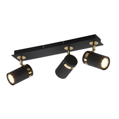 Luminosa Lighting Luminosa Verano Ceiling Spotlight Bar Matt BlackGold Chrome 3Xgu10 from B&Q