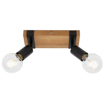 Luminosa Lighting Luminosa Molini Twin Ceiling Spotlight BlackWood 2Xe27 from B&Q