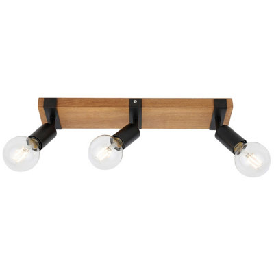 Luminosa Lighting Luminosa Molini Ceiling Spotlight Bar BlackWood 3Xe27 from B&Q