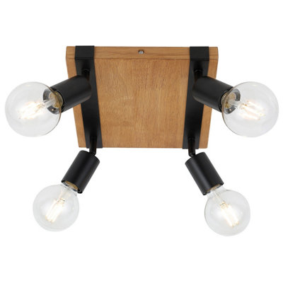 Luminosa Lighting Luminosa Molini Ceiling Spotlight Clusters BlackWood 4Xe27 from B&Q
