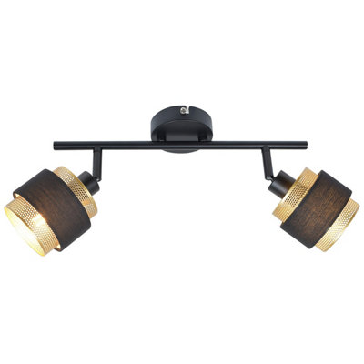 Luminosa Lighting Luminosa Renez Twin Ceiling Spotlight BlackGoldFabric 2Xe14 from B&Q