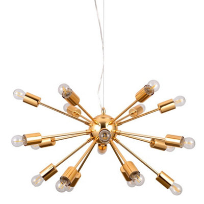 Luminosa Lighting Luminosa Modern Hanging Pendant Golden 18 Light E27 from B&Q