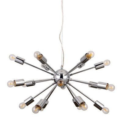 Luminosa Lighting Luminosa Modern Hanging Pendant Chrome 18 Light E27 from B&Q