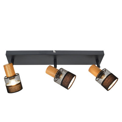 Luminosa Lighting Luminosa Coletta Ceiling Spotlight Bar BlackWoodFabric 3Xe14 from B&Q