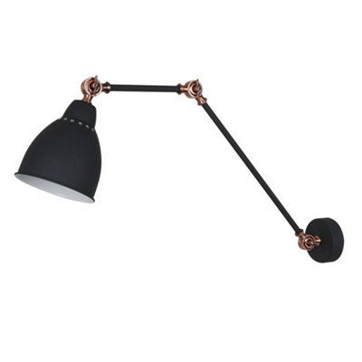 Luminosa Lighting Luminosa Industrial And Retro Dome Wall Lamp GraphiteRed Copper 1 Light  With Graphite ShadeE27 from B&Q