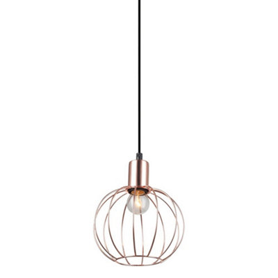 Luminosa Lighting Luminosa Industrial And Retro Hanging Pendant Black 1 Light  With Copper ShadeE27 from B&Q