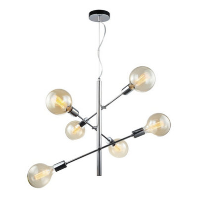 Luminosa Lighting Luminosa Modern Hanging Pendant Chrome 6 Light E27 from B&Q