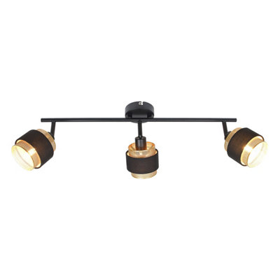 Luminosa Lighting Luminosa Renez Ceiling Spotlight Bar BlackGoldFabric 3Xe14 from B&Q