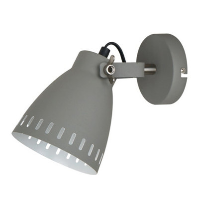 Luminosa Lighting Luminosa Industrial And Retro Wall Lamp Satin Grey 1 Light With Grey ShadeE27 from B&Q
