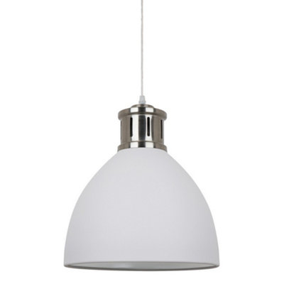 Luminosa Lighting Luminosa Industrial And Retro Hanging Pendant WhiteSatin Nickel 1 Light  With White ShadeE27 from B&Q