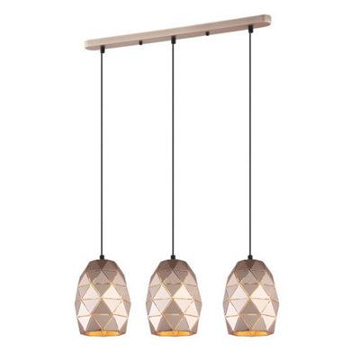 Luminosa Lighting Luminosa Modern Hanging Pendant Golden Champagne 3 Light E27 from B&Q