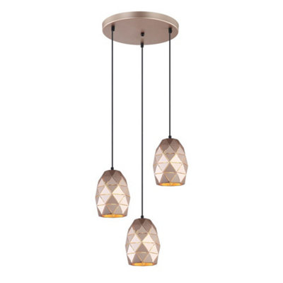 Luminosa Lighting Luminosa Modern Hanging Pendant Golden Champagne 3 Light E27 from B&Q