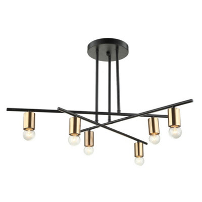 B&Q -  Luminosa Industrial And Retro Flush Ceiling Light BronzeBlack 6 Light E27