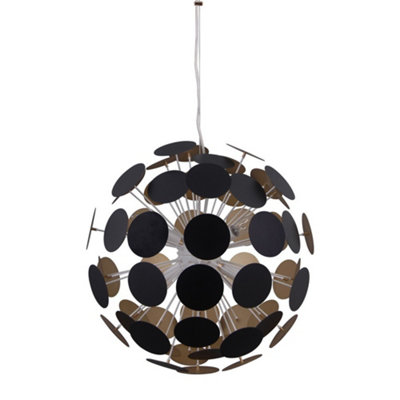 B&Q -  Luminosa Modern Hanging Pendant WhiteGolden 6 Light With WhiteGold Satin ShadeE14