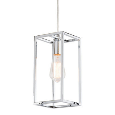 Luminosa Lighting Luminosa Industrial And Retro Hanging Pendant Chrome 1 Light E27 from B&Q