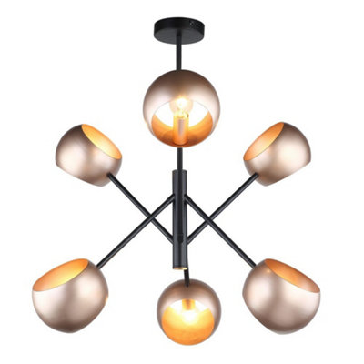 Luminosa Lighting Luminosa Modern Hanging Pendant BlackGold 6 Light  With Zloty ShadeE14 from B&Q