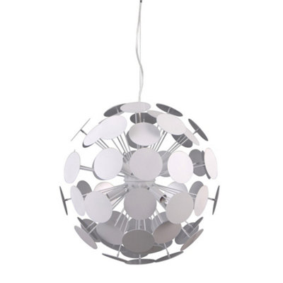 Netlighting Unisex White Modern Hanging Pendant Silver Light Silver Shade E14 Size 6 - Image 3