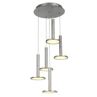 Luminosa Lighting Luminosa Modern Led Hanging Pendant Satin NickelWarm White 3000K 3360Lm Dimmable from B&Q
