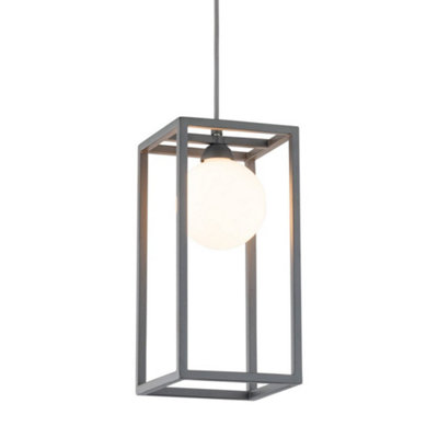 Luminosa Lighting Luminosa Industrial And Retro Hanging Pendant Grey 1 Light  With Glass ShadeG9 from B&Q
