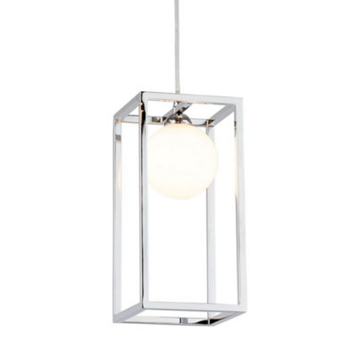 Luminosa Lighting Luminosa Industrial And Retro Hanging Pendant Chrome 1 Light  With Glass ShadeG9 from B&Q