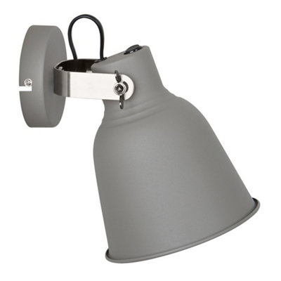 Luminosa Lighting Luminosa Industrial And Retro Wall Lamp Grey 1 Light  With Steel ShadeE27 from B&Q