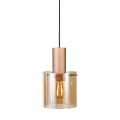 Luminosa Lighting Luminosa Modern Hanging Pendant Antique BronzeBlack 1 Light  With Glass ShadeE27 from B&Q
