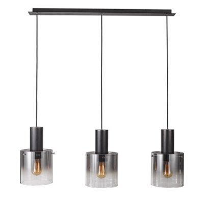 Luminosa Lighting Luminosa Modern Hanging Pendant BlackSmoky 3 Light  With Glass ShadeE27 from B&Q