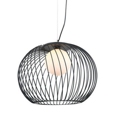 Luminosa Lighting Luminosa Modern Hanging Pendant Black 1 Light  With White ShadeE27 from B&Q