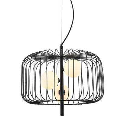 Luminosa Lighting Luminosa Modern Hanging Pendant Black 3 Light  With BlackWhite ShadeG9 from B&Q