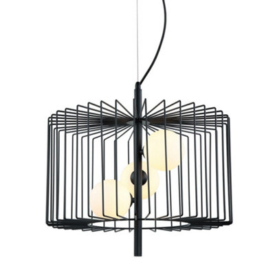 Luminosa Lighting Luminosa Modern Hanging Pendant Black 3 Light  With BlackWhite ShadeG9 from B&Q