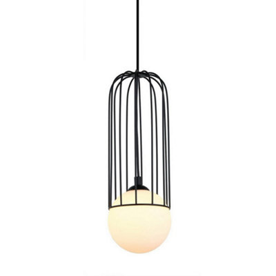 Luminosa Lighting Luminosa Modern Hanging Pendant Black 1 Light  With BlackWhite ShadeG9 from B&Q