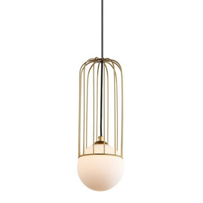 Luminosa Lighting Luminosa Modern Hanging Pendant Golden 1 Light  With GoldWhite ShadeG9 from B&Q