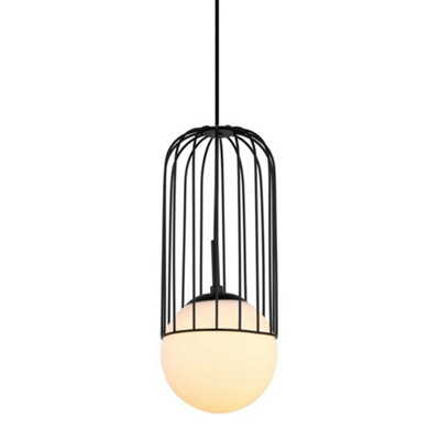Luminosa Lighting Luminosa Modern Hanging Pendant Black 1 Light  With BlackWhite ShadeE27 from B&Q
