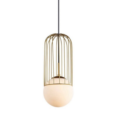 Luminosa Lighting Luminosa Modern Hanging Pendant Golden 1 Light  With GoldWhite ShadeE27 from B&Q