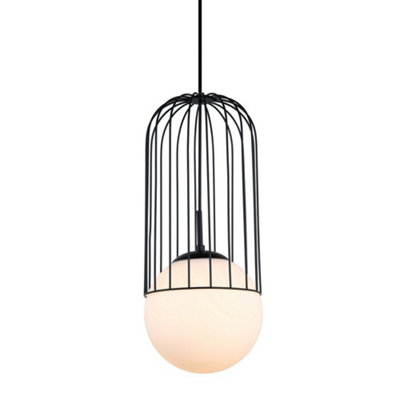 Luminosa Lighting Luminosa Modern Hanging Pendant Black 1 Light  With BlackWhite ShadeE27 from B&Q