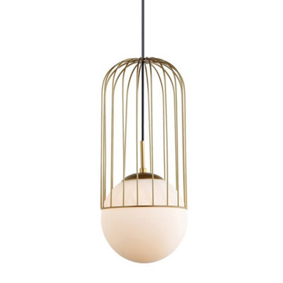 Luminosa Lighting Luminosa Modern Hanging Pendant Golden 1 Light  With GoldWhite ShadeE27 from B&Q